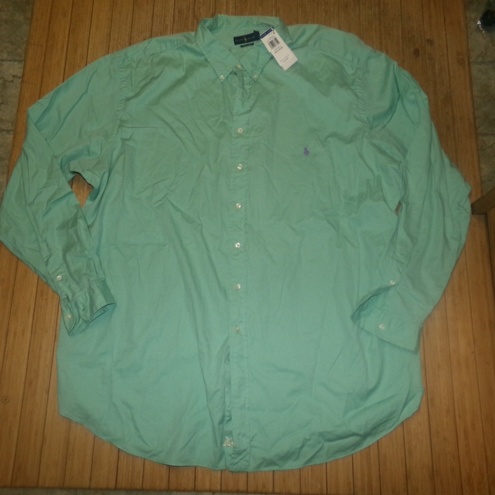 Polo Ralph Lauren Mens 4XLT Mint Green Cotton Poplin Button Down Shirt NWT